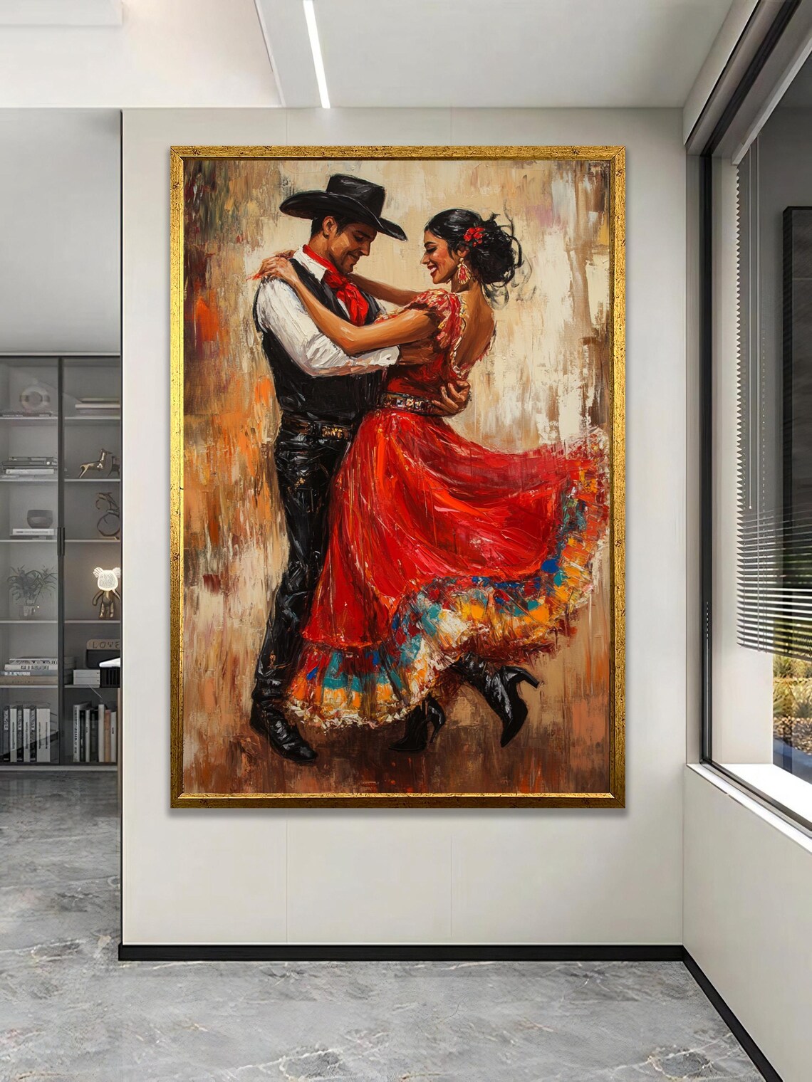 Mexican Dance Couple Red Dress Charro Suit Romantic Dance Poster