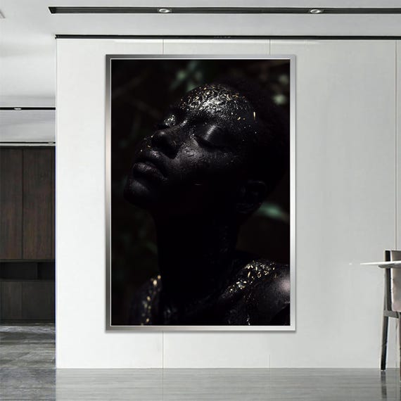 African Woman In The Rain Dramatic And Elegant Wall Art