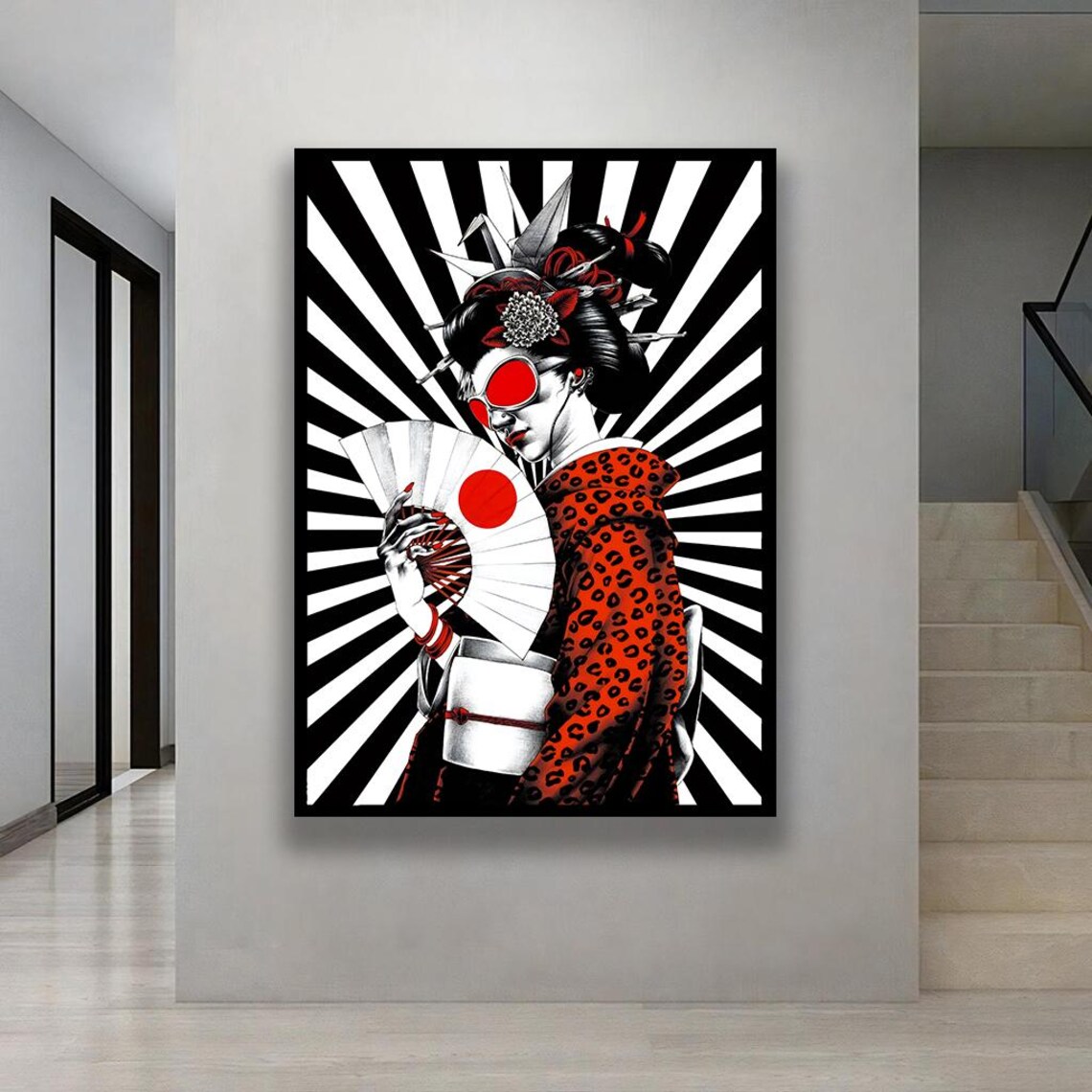 Bold Japanese Geisha Red Sunglasses Rising Sun Pop Art Poster