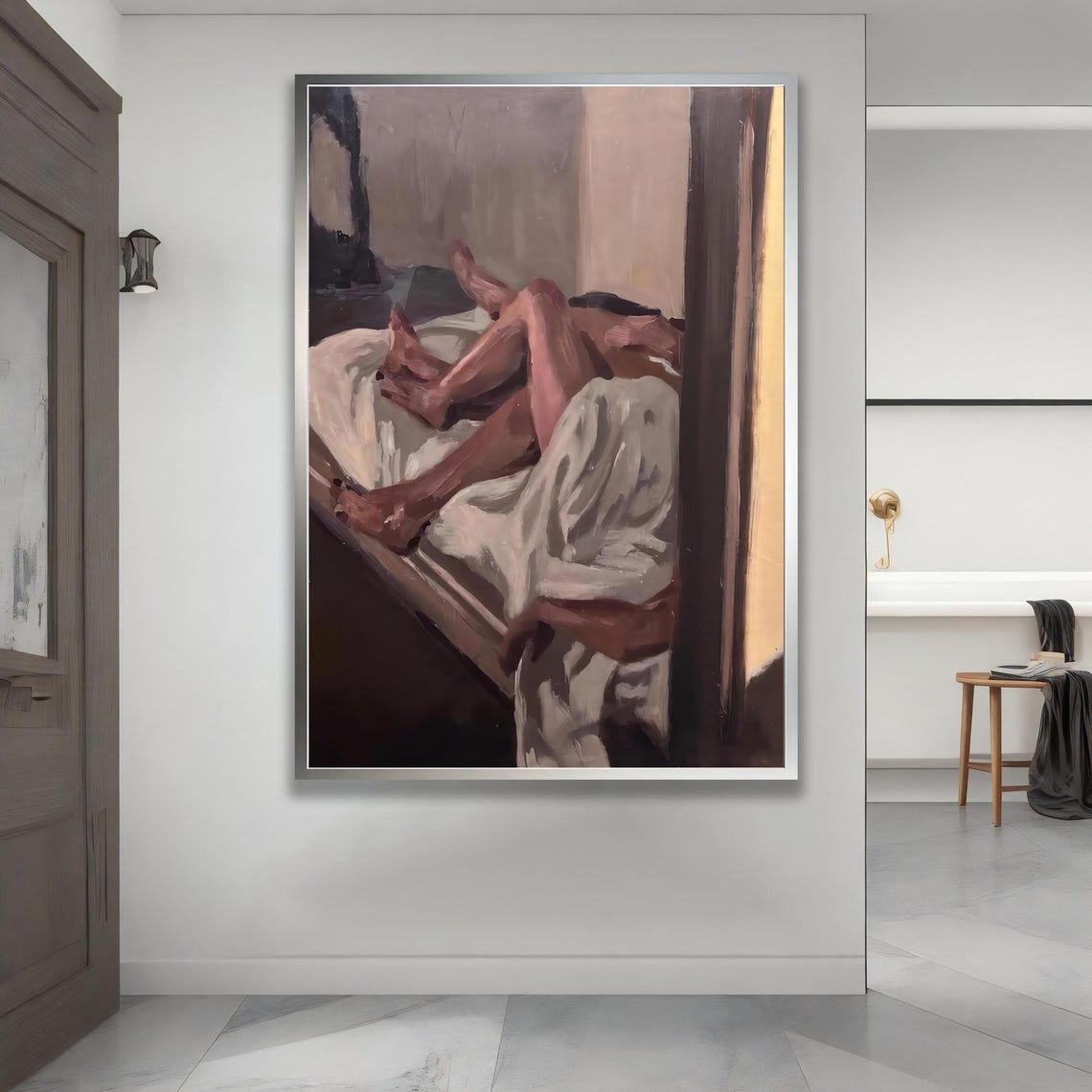 Romantic Couple Legs Art Print Intimate Minimalist Bedroom Wall Decor