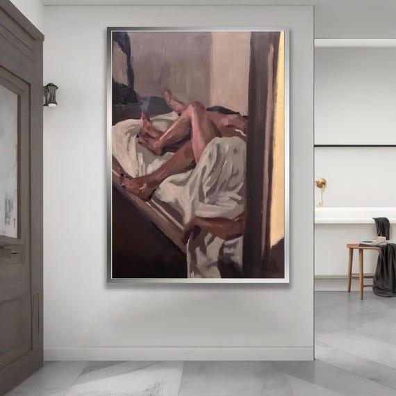 Romantic Couple Legs Art Print Intimate Minimalist Bedroom Wall Decor