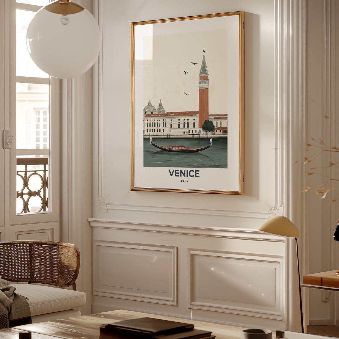 Venice Italy Travel Poster With Gondola and St Mark Campanile - Image 5