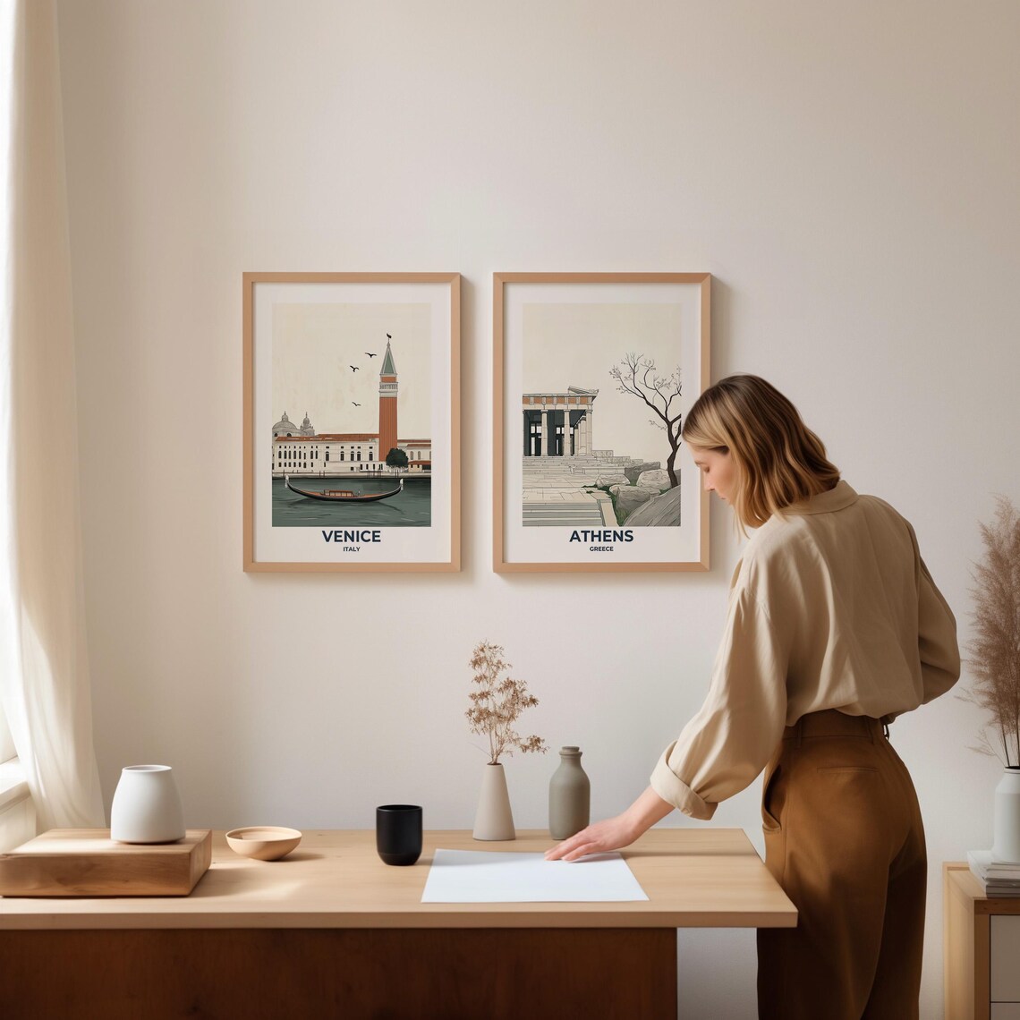 Venice Italy Travel Poster With Gondola and St Mark Campanile - Image 3