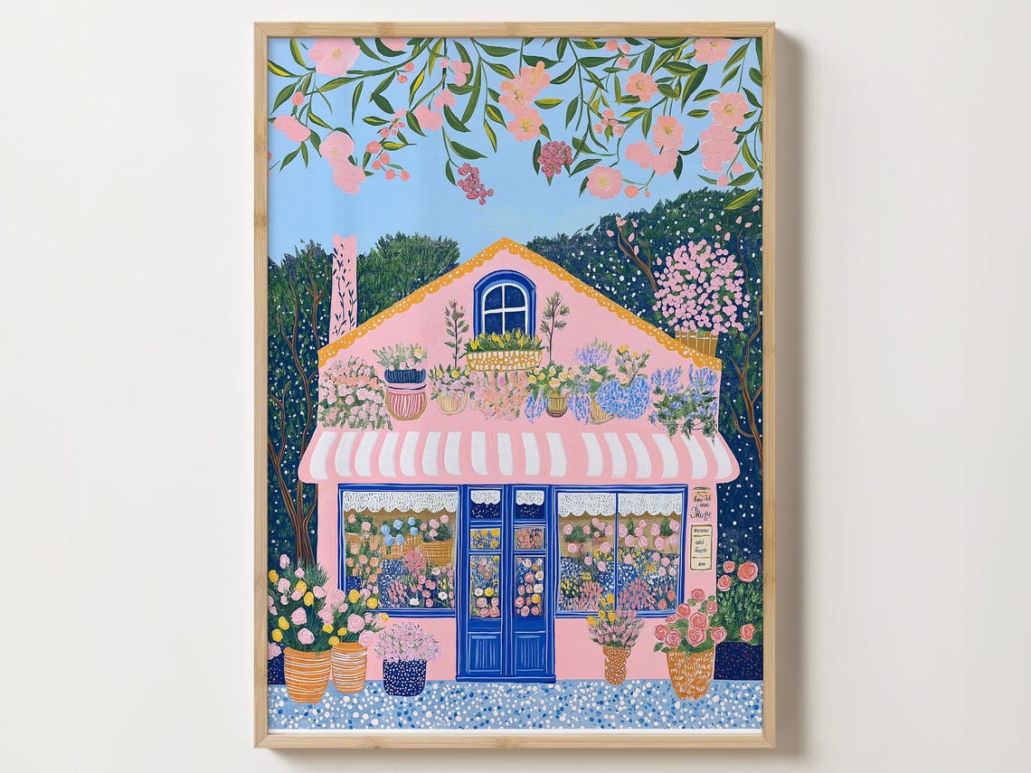 Flower Shop Print Florist Print Garden Shop Flower Market Print Flower Shop Floral Pink Wall Art Spring Wall Art Floral Wall Art 30