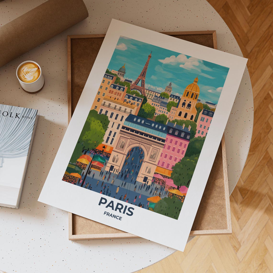 Paris City Landmarks Vintage Travel Print With Eiffel Tower View - Image 3