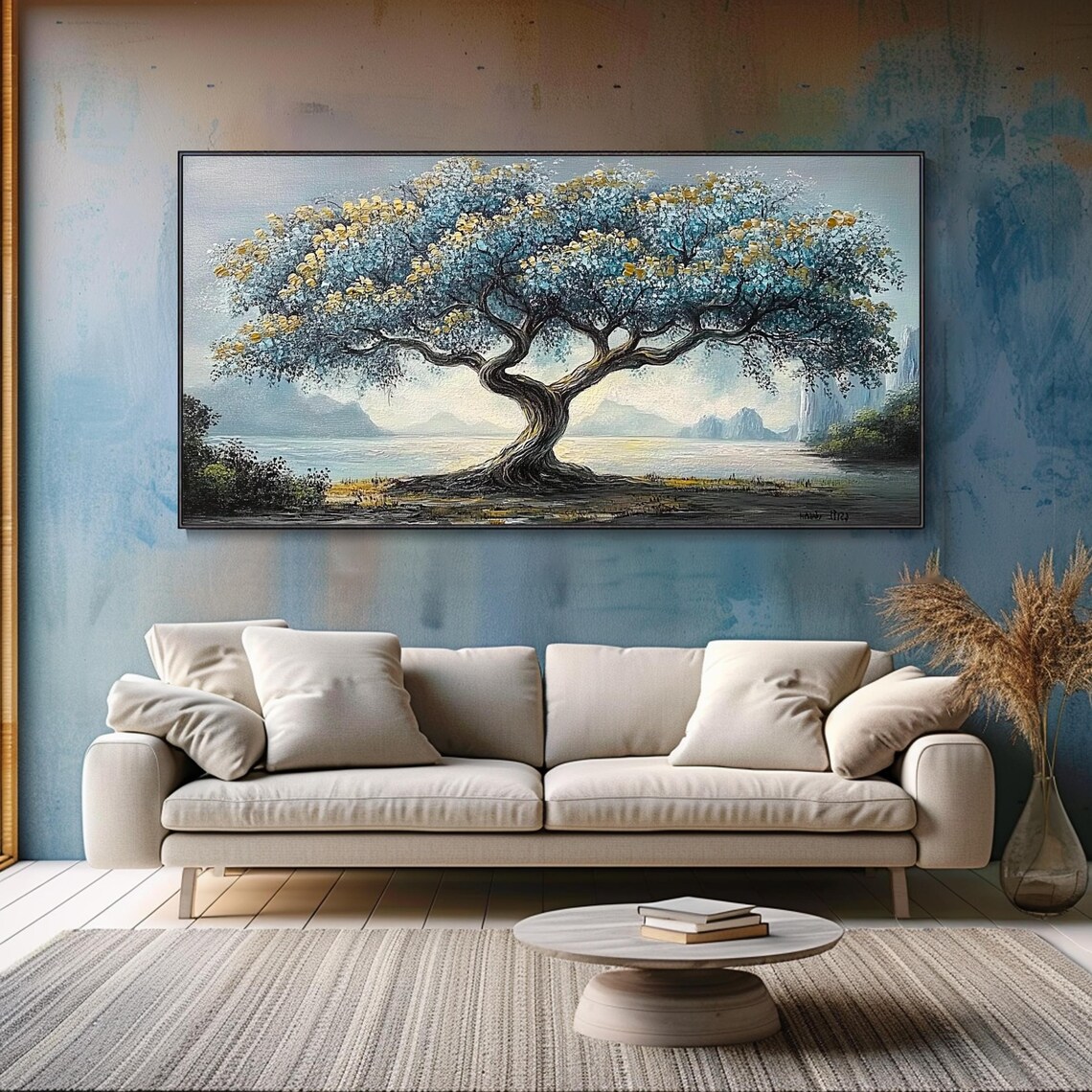 Hand Painted 3d Tower Tree Boho Style Wall Decor Art Living Room Hotel Thick Texture Large Modern Art Bright Colors Original Artwork - Image 5