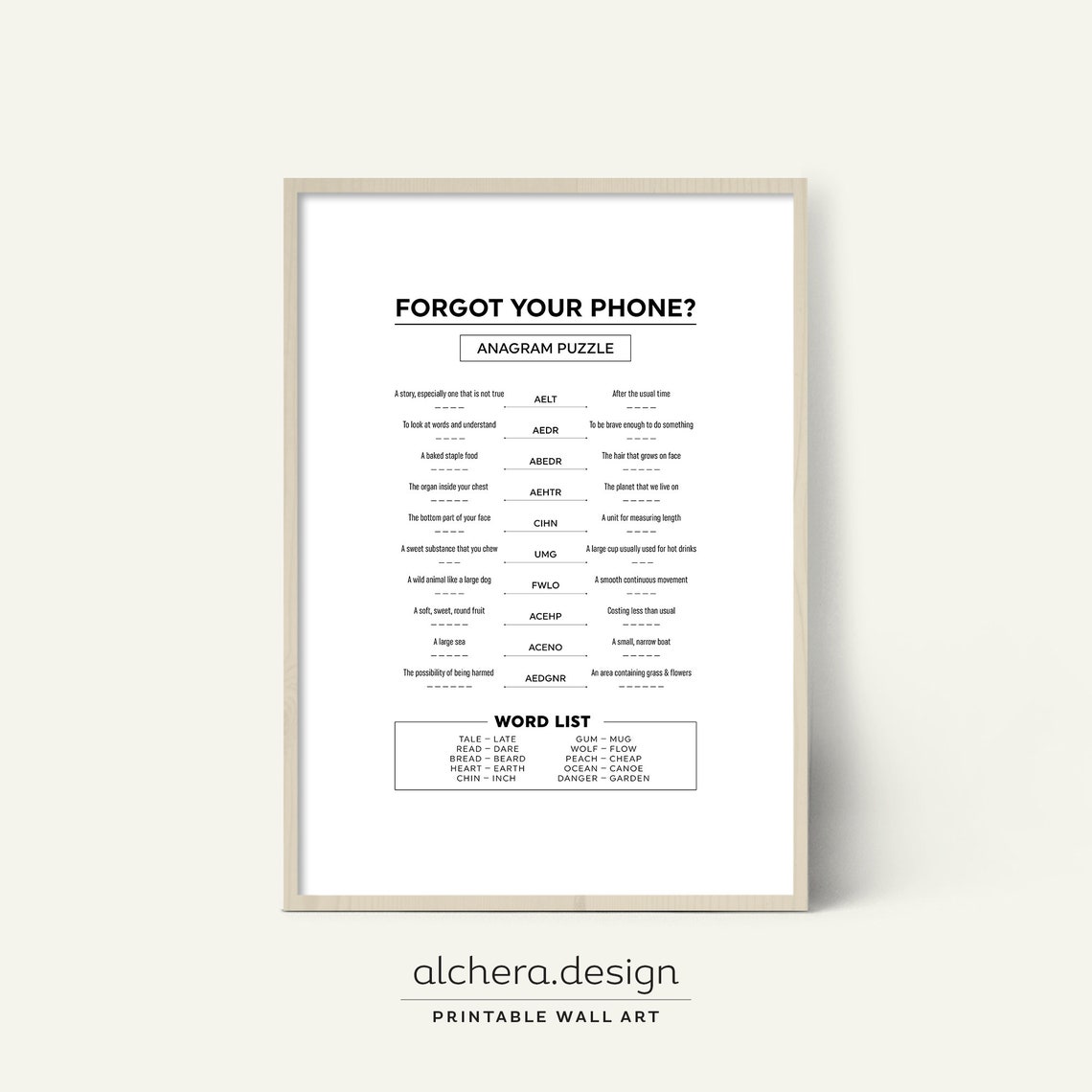 Forgot Your Phone Anagram Puzzle Funny Bathroom Wall Decor Poster