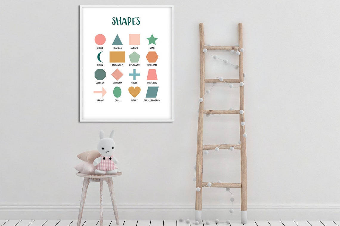Colorful Shapes Educational Chart Kids Learning Decor Wall Art - Image 2