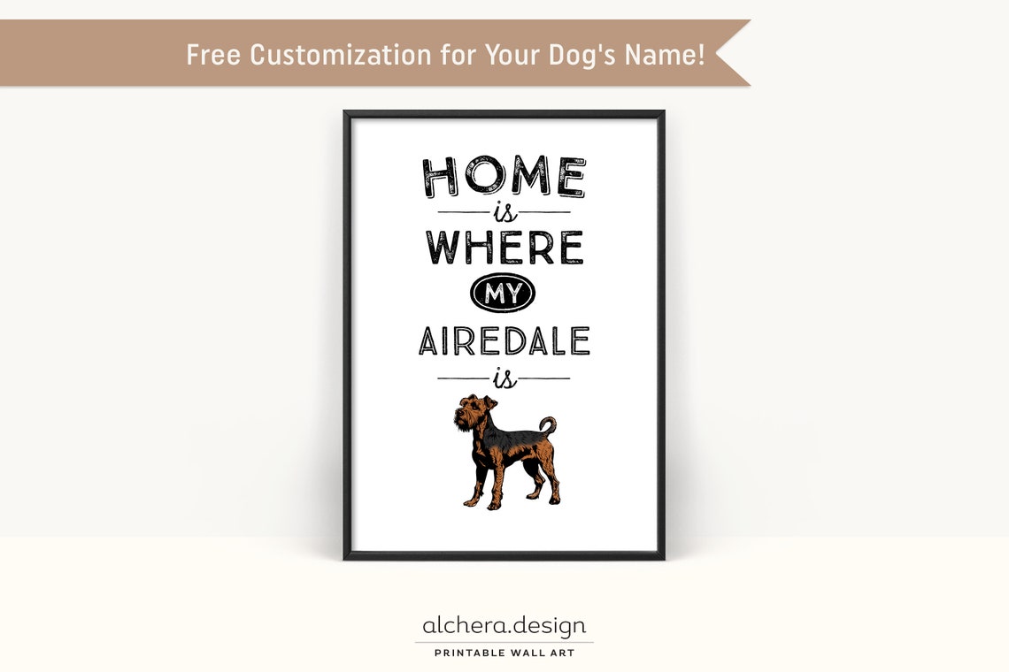 Home Is Where My Airedale Is Dog Quote Custom Name Terrier Poster