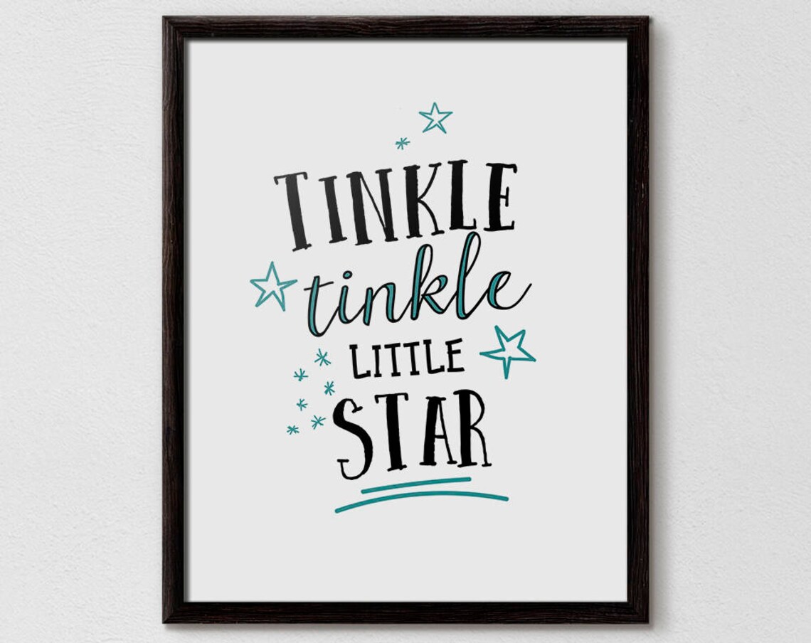 Twinkle Twinkle Little Star Nursery Rhyme Art Poster for Kids Room Decor