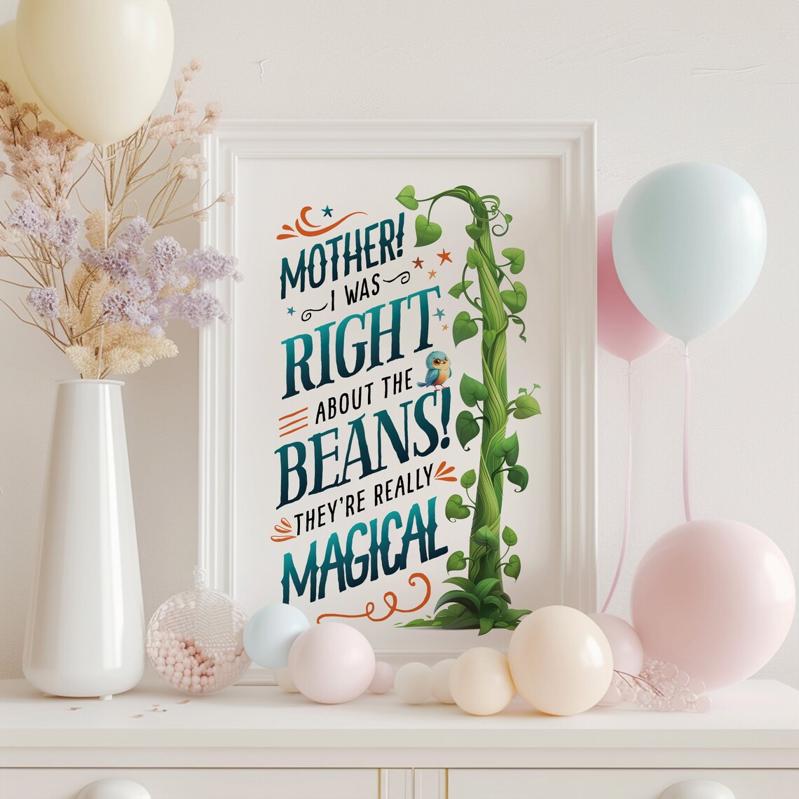 Jack And The Beanstalk Quote Magical Beans Nursery Fairytale Poster - Image 2