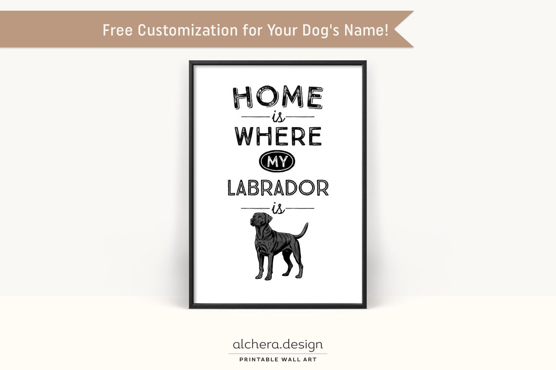 Home Is Where My Labrador Is Dog Quote Custom Name Retriever Poster