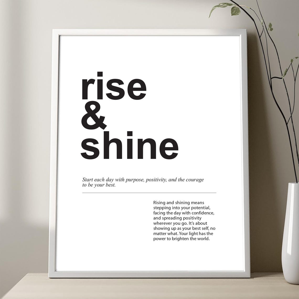 Rise And Shine Minimalist Typography Morning Motivation Poster