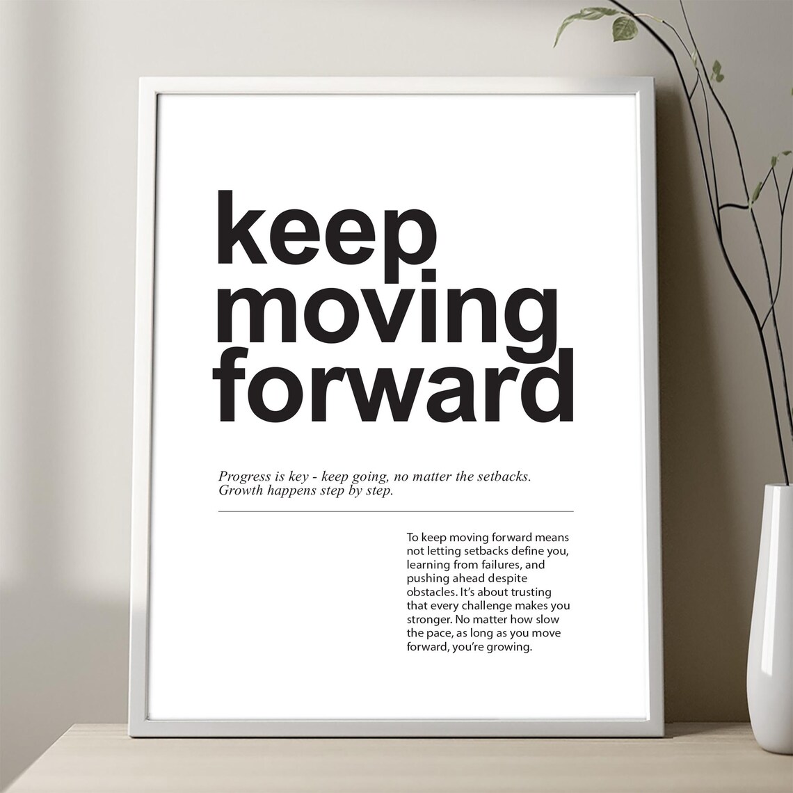 Keep Moving Forward Definition Print Motivational Quote Wall Art Chalkboard Or White Background Minimalist Typography Unframed Poster