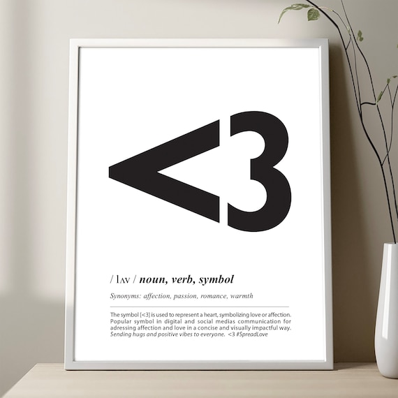 Heart Symbol Definition Typography Love Affection Minimalist Poster