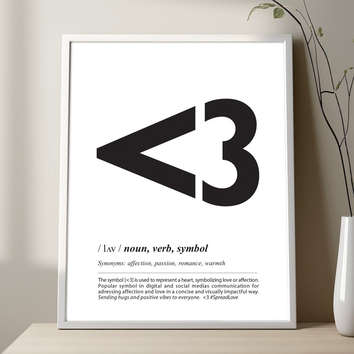 Heart Symbol Definition Typography Love Affection Minimalist Poster