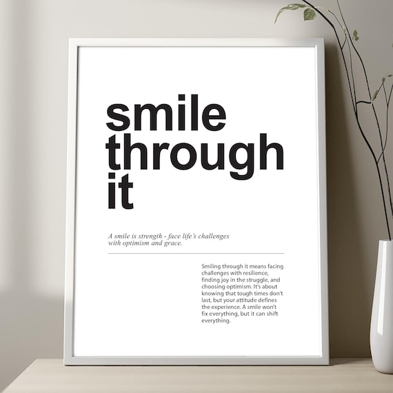 Smile Through It Optimism Resilience Dictionary Definition Poster Art