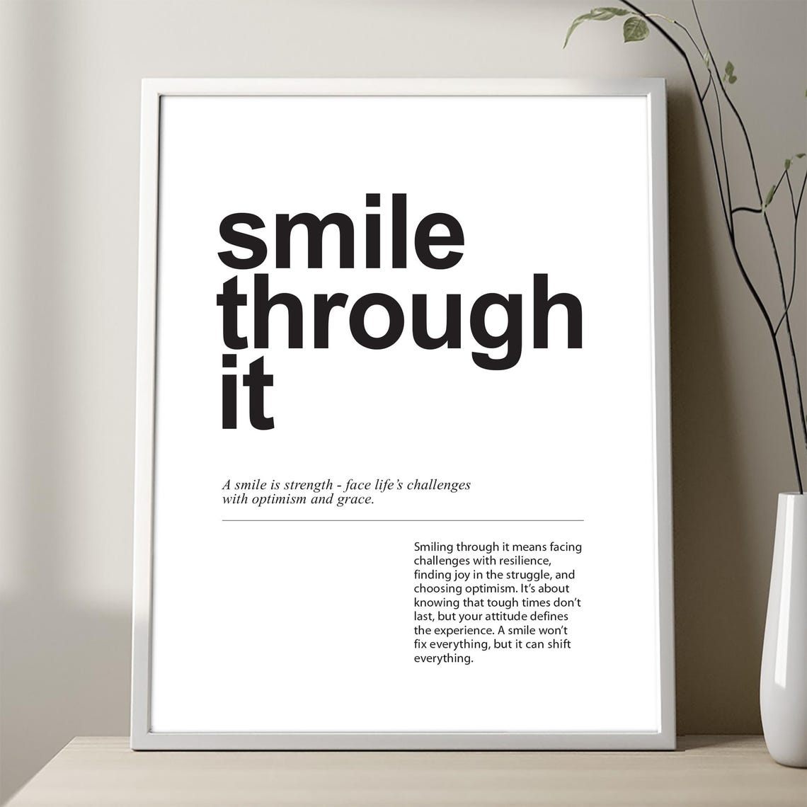 Smile Through It Optimism Resilience Dictionary Definition Poster Art