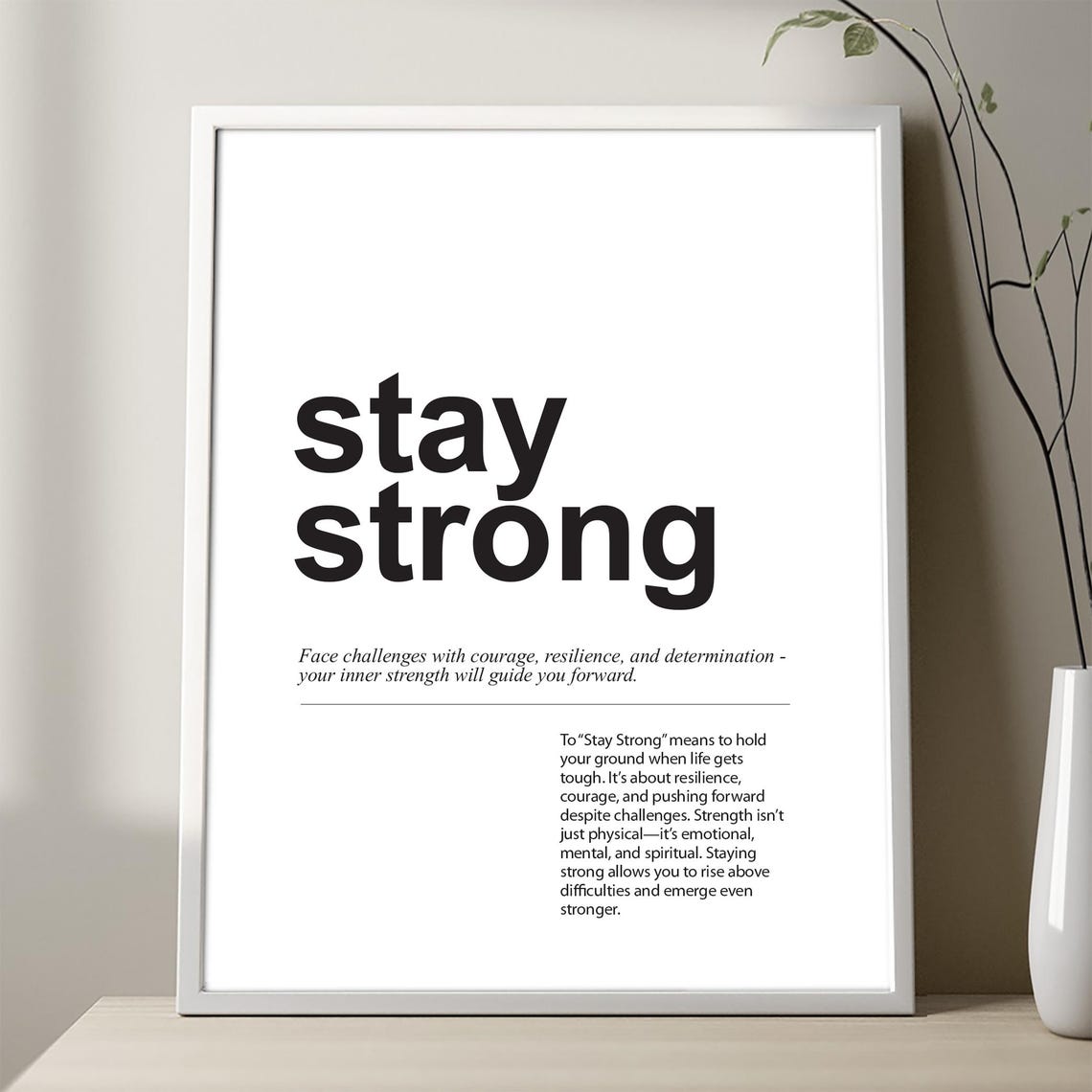 Stay Strong Resilience Courage Dictionary Definition Poster Art