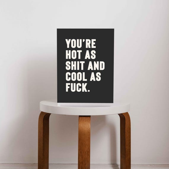 Shit Hot Wall Print Retro Wall Art Trendy Wall Art Typography Funny Print Humorous Print Bold Print Black