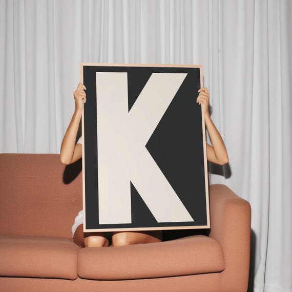K Print My Type Of A Z Wall Print Retro Wall Art Trendy Wall Art Typography Letters Letter Print Gift Art K
