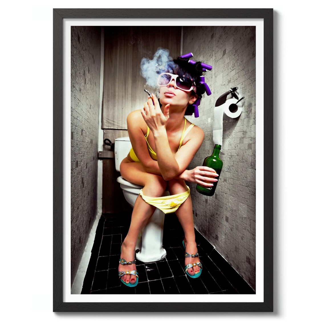 Girl Smoking On Toilet Modern Photographic Poster