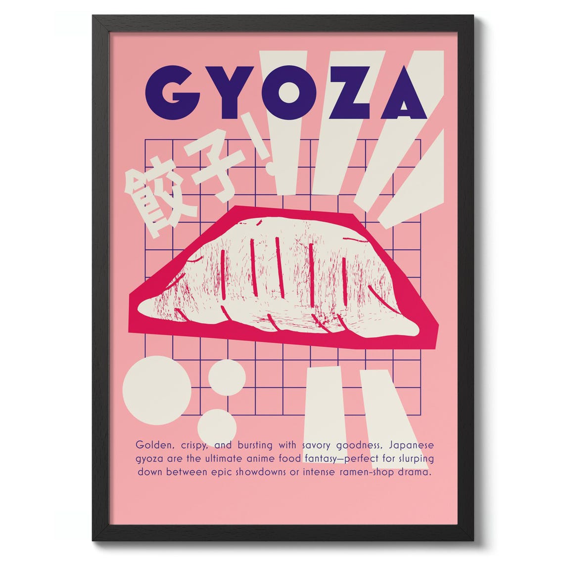 Gyoza Print Japanese Food Poster Kitchen Wall Art Decor Dumpling Shapes Modern Illustration