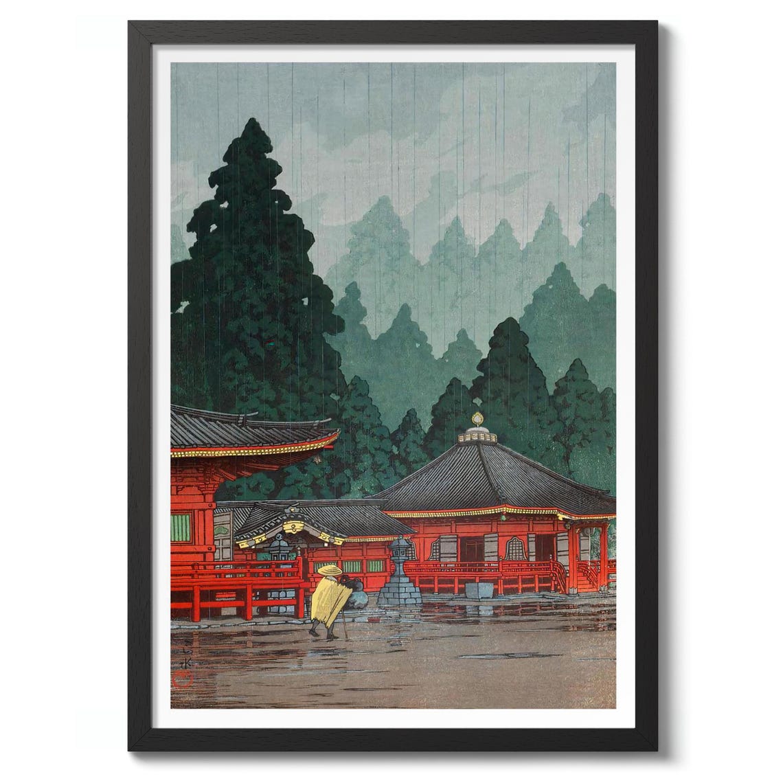 Futatsu Hall Nikko Temple Rain Kawase Hasui Woodblock Poster