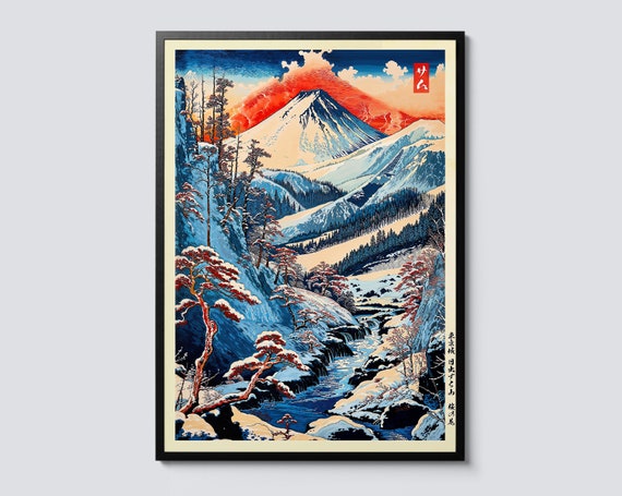 Mount Fuji in Winter, Japanese Ukiyo-e Art Print