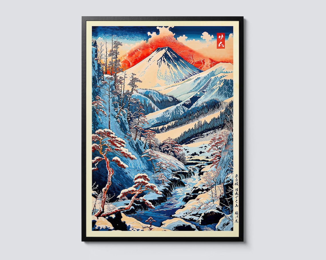 Mount Fuji in Winter, Japanese Ukiyo-e Art Print