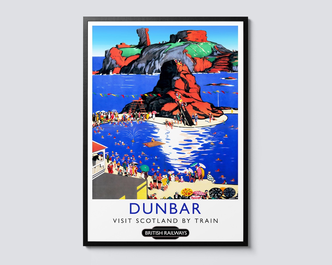 Dunbar Scotland Vintage British Railways Seaside Travel Poster