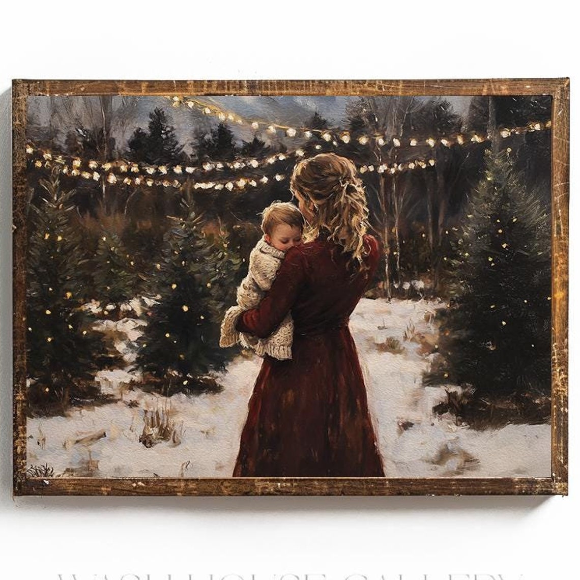 Motherhood Christmas Mother And Child Painting Christmas Motherhood Painting Gift For New Mom Gift For Christmas Baby Shower Gift