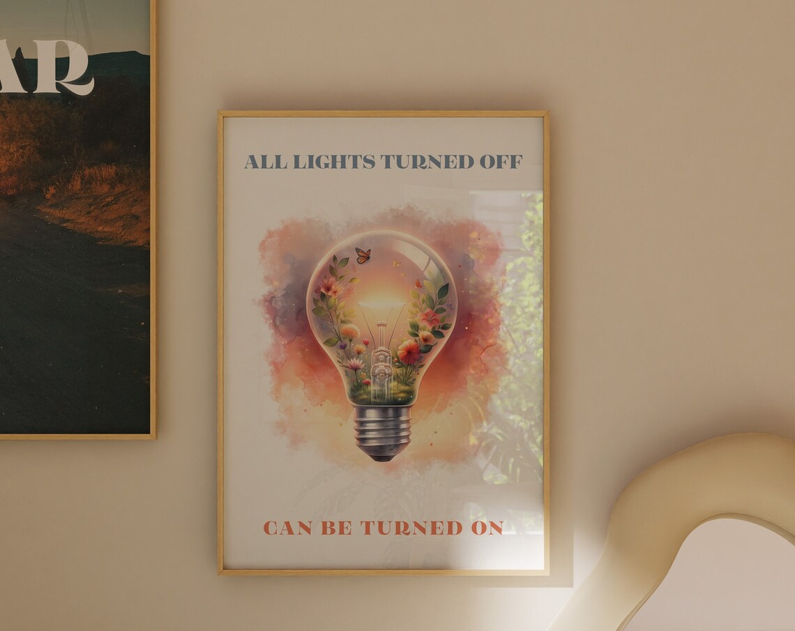 All Lights Turned Off Watercolour Art Print, Modern Decor