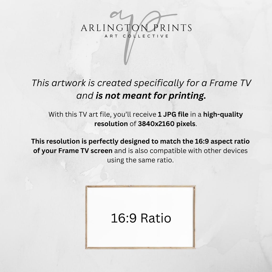 Frame TV Art Digital File Spec Card 3840x2160 Pixels 16:9 Print