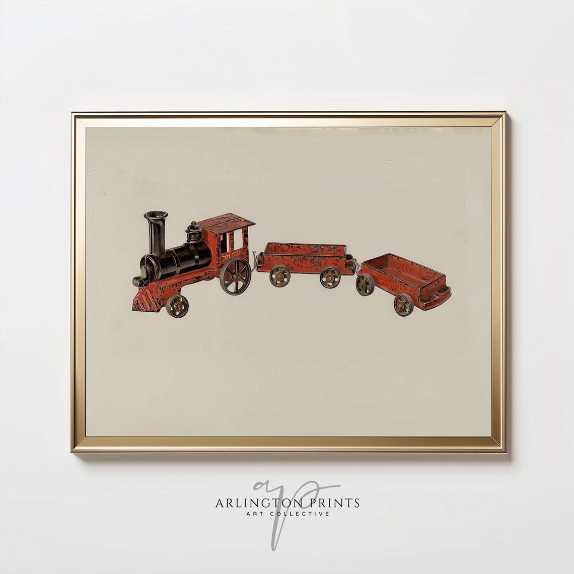 Vintage Red Toy Train Antique Nursery Boys Room Classic Poster
