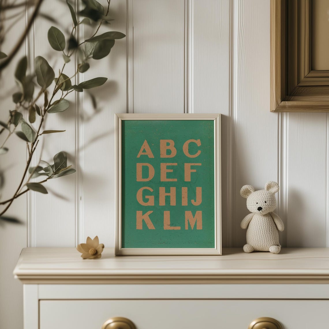 Vintage Green Chalkboard Style Alphabet Letters Nursery Poster