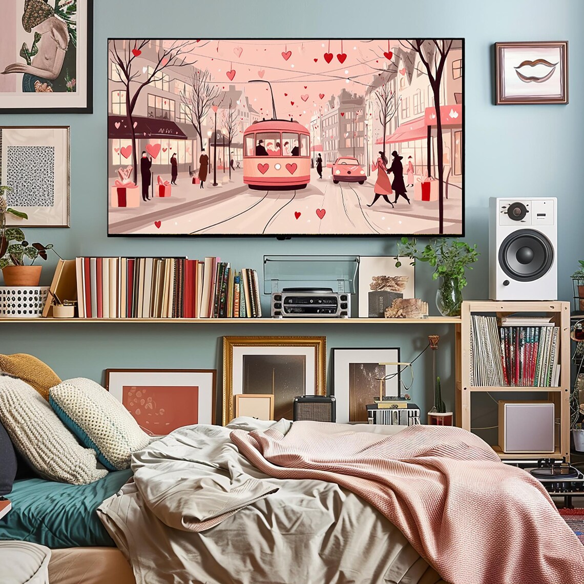 Retro Valentines Day Frame TV Art, Pink Valentine - Image 4