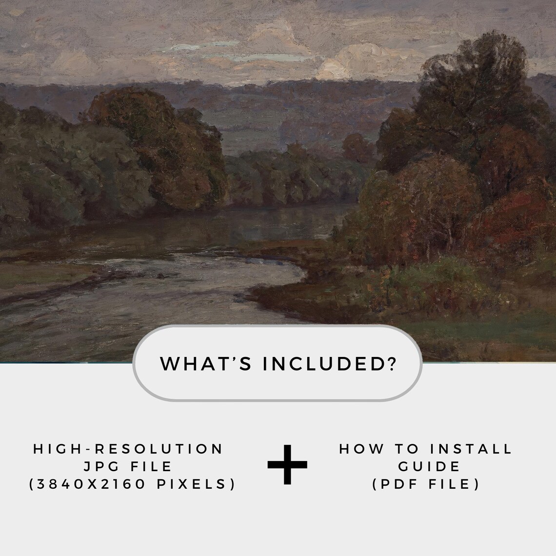 Moody Dark Forest River Landscape Vintage Oil Frame TV Art Poster - Image 2