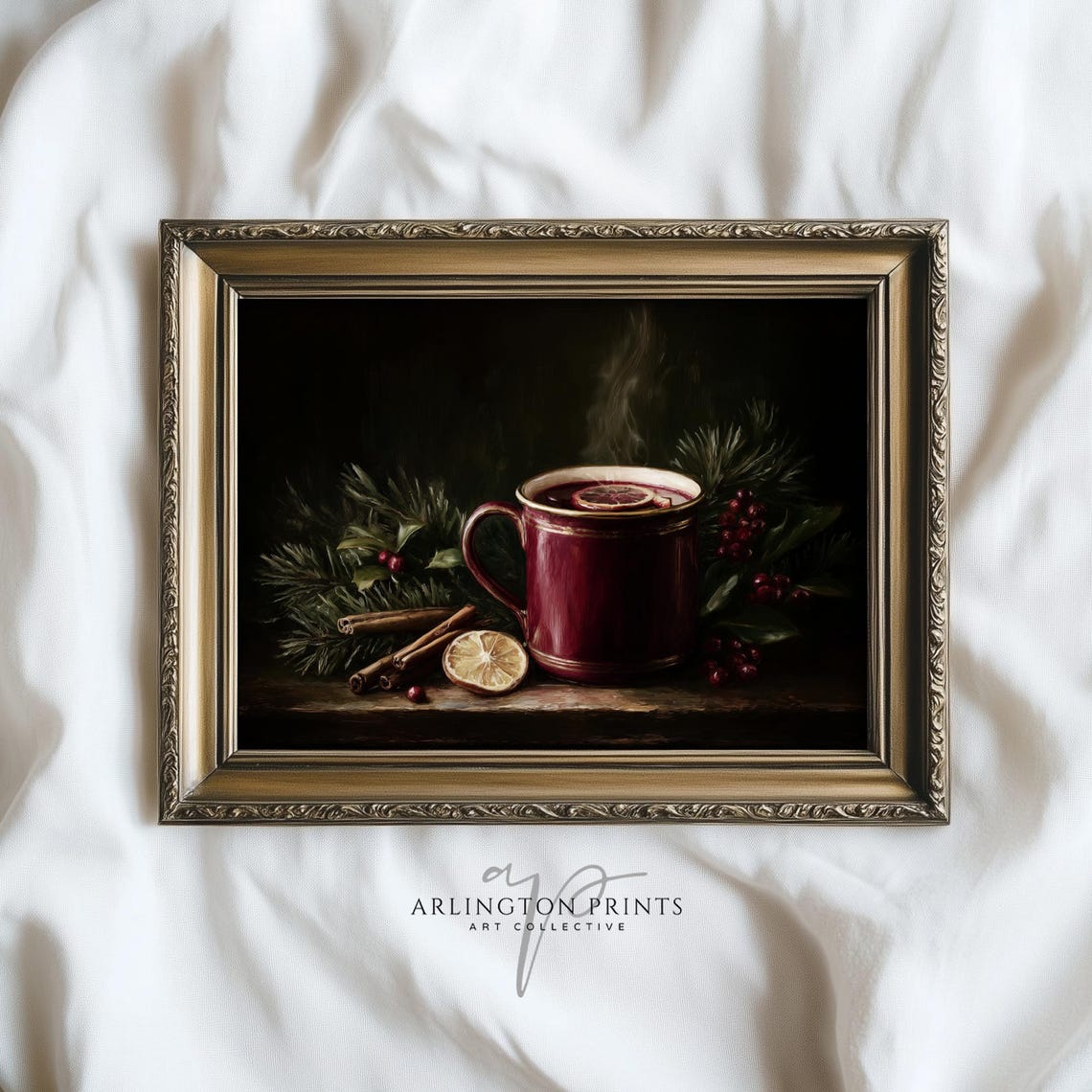 Mulled Wine Mug Still Life Moody Christmas Painting Art Poster