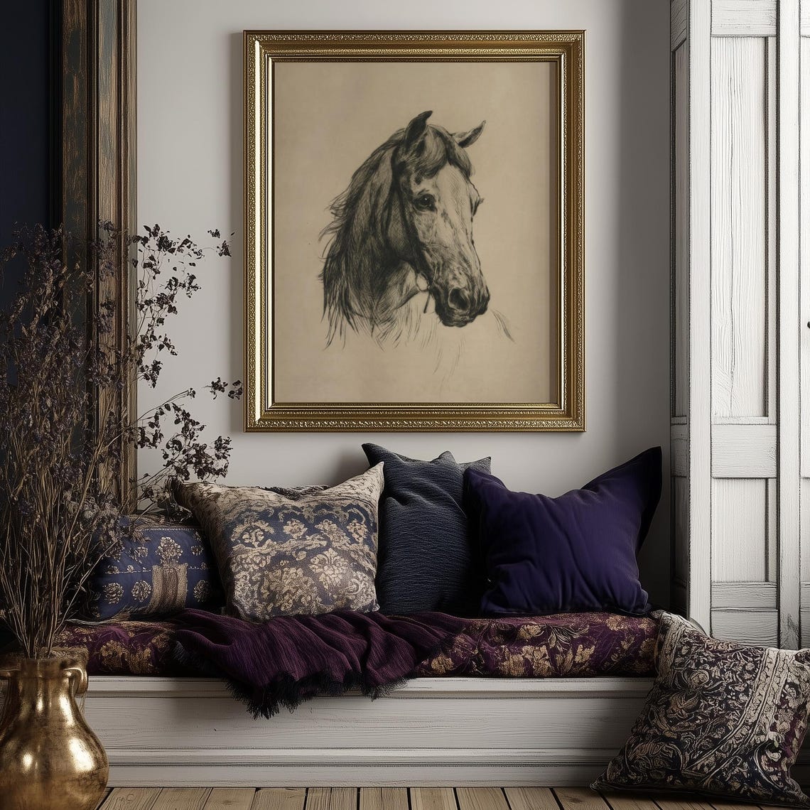 Horse Head Charcoal Sketch Equine Portrait Vintage Animal Print - Image 4