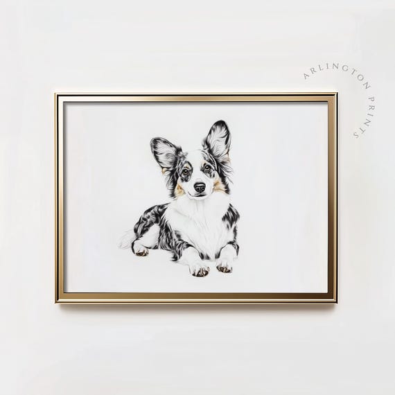 Corgi Dog Print Minimalist Animal Pet Artwork Cute Puppy Art Arlingtonprints
