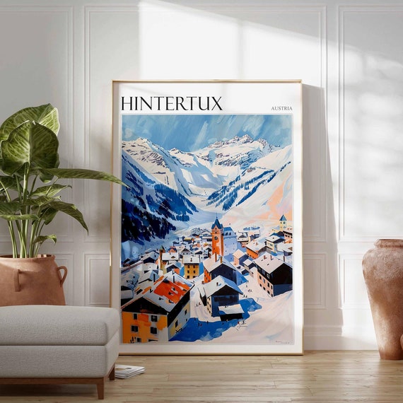 Skiing Travel Poster Skiing Art Hintertux Poster Hintertux Wall Art Ski Travel Poster Snowboard Poster Alpine Poster Hintertux Decor
