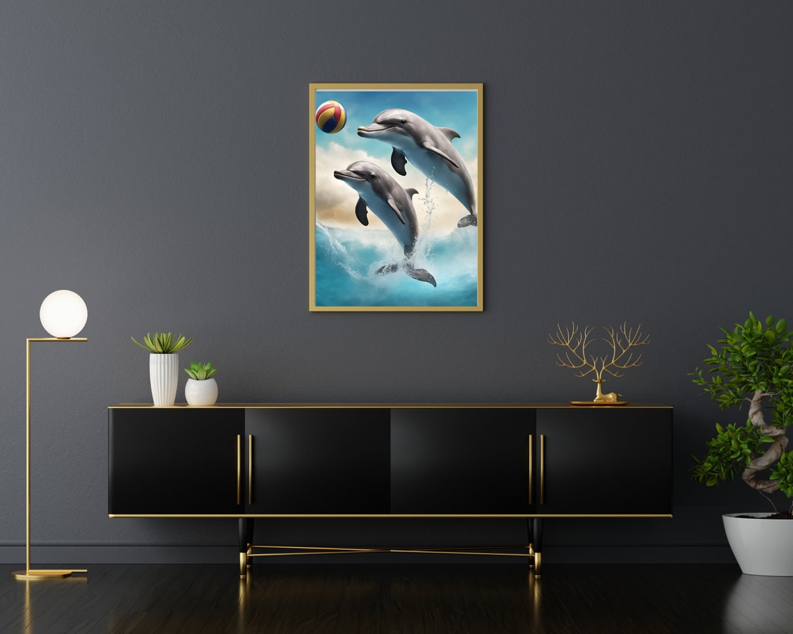 Dolphin Cute Quirky Animal Art Print - Image 3