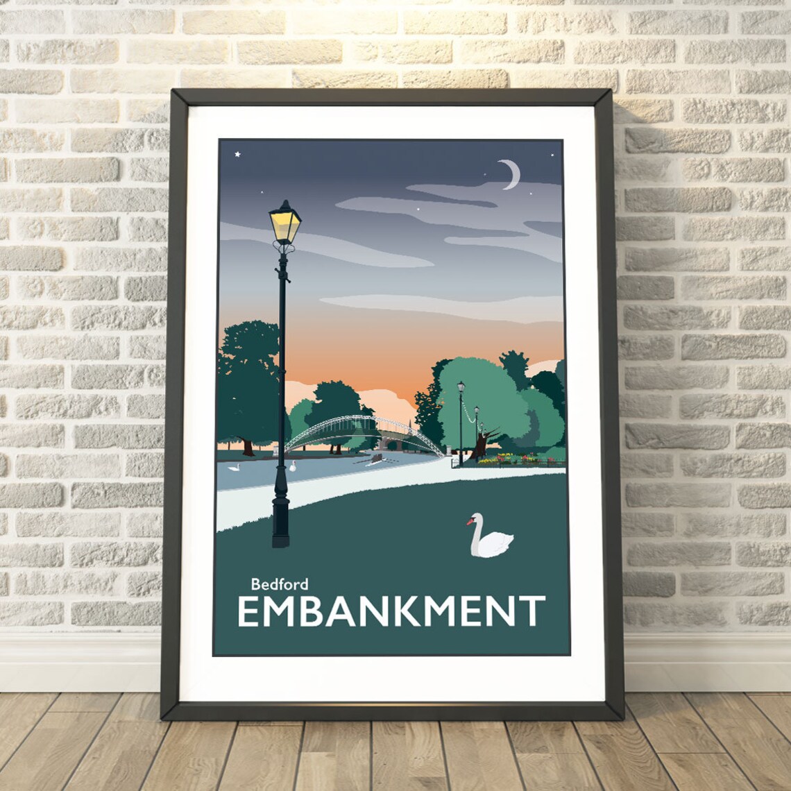 The Embankment Dusk, Bedford Travel Poster