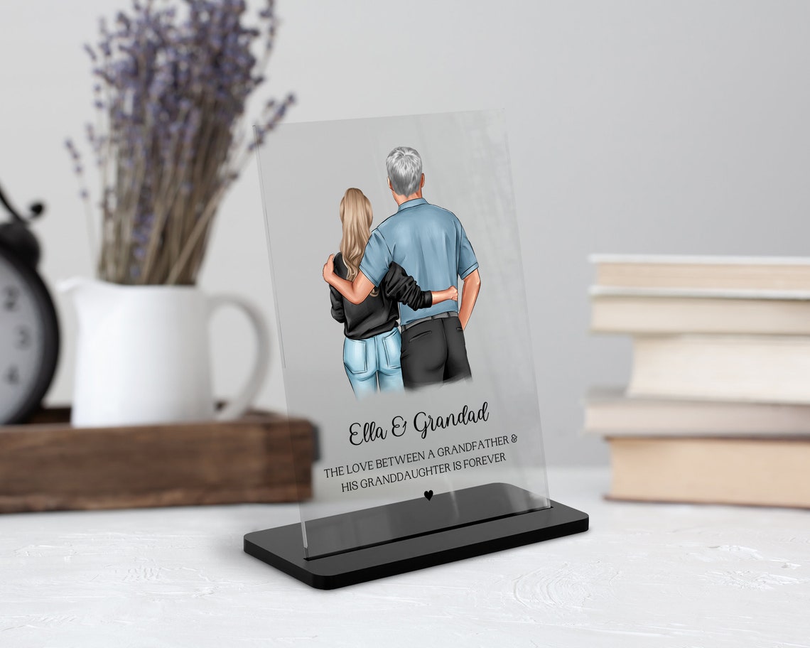 Personalised Ella and Grandad Grandfather Love Acrylic Plaque Print