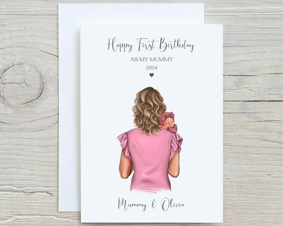 Happy First Birthday As My Mummy 2024 New Baby Keepsake Card Print