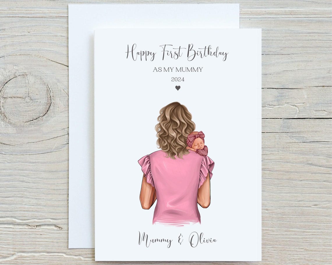 Happy First Birthday As My Mummy 2024 New Baby Keepsake Card Print
