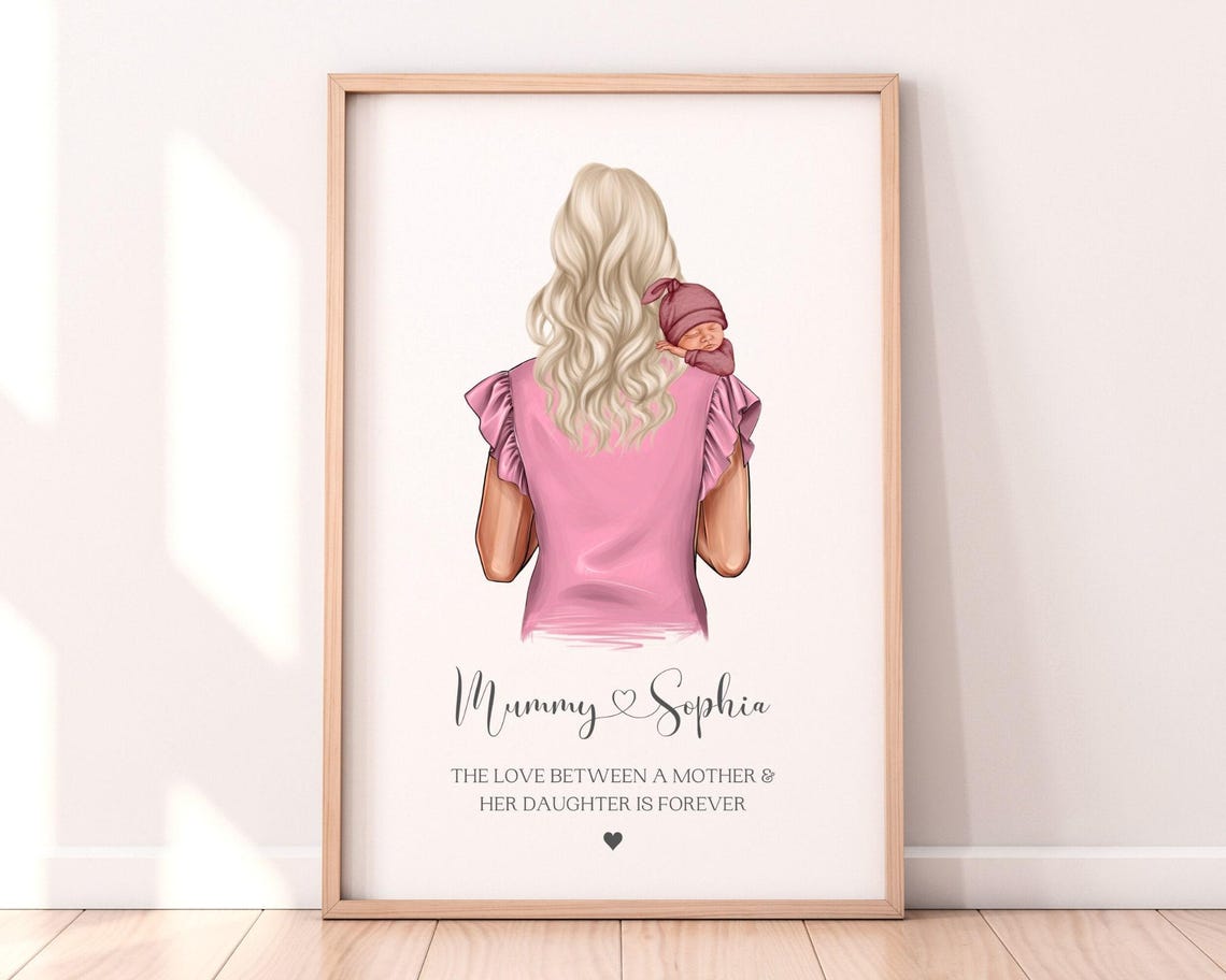 Personalised Mum And Baby Print Newborn Gift New Mum Gift Mum And Daughter Print Newborn Keepsake Newborn Baby Girl Newborn Baby Boy