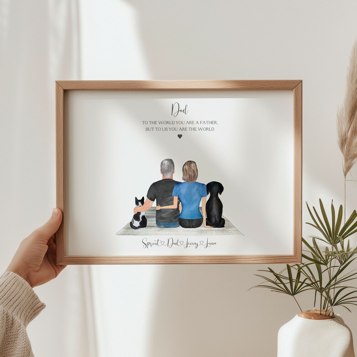 Personalised Gift For Dad Fathers Day Gift For Him Dad Birthday Gifts Personalised Family Pet Print Dad And Daughter Family Portrait