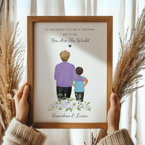 Grandma And Grandson Print Personalized Gift For Grandma From Grandchildren Mothers Day Gift For Grandmother Granny Nan